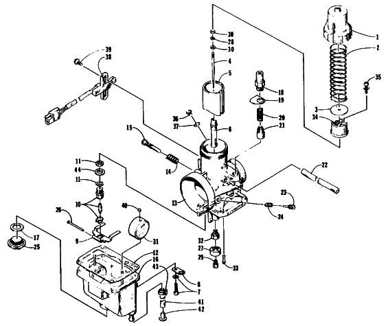 Parts Diagram for Arctic Cat 1995 THUNDERCAT MOUNTAIN CAT SNOWMOBILE CARBURETOR