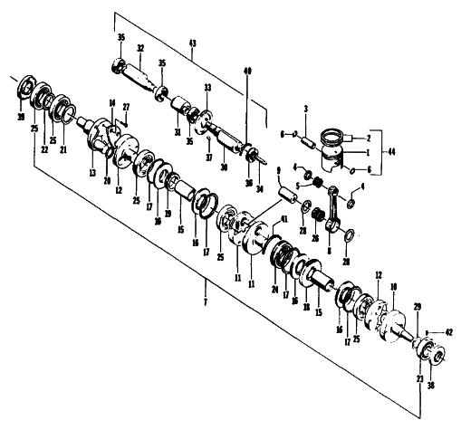 Parts Diagram for Arctic Cat 1995 THUNDERCAT MC DEEP LUG SNOWMOBILE PISTON AND CRANKSHAFT