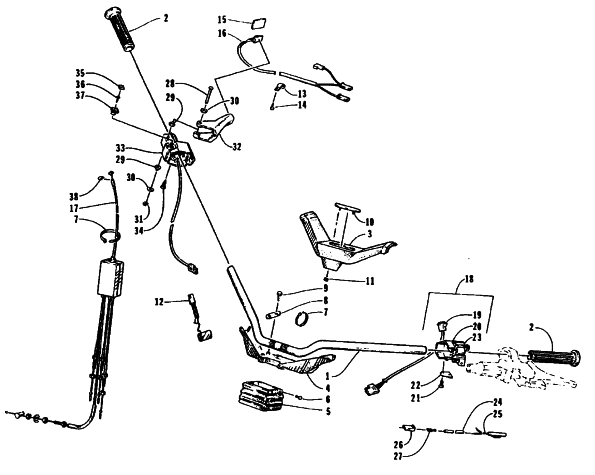 Parts Diagram for Arctic Cat 1995 THUNDERCAT MC DEEP LUG SNOWMOBILE HANDLEBAR ASSEMBLY