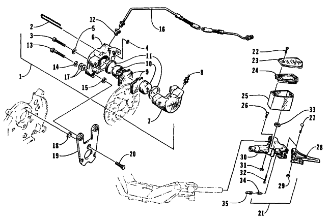 Parts Diagram for Arctic Cat 1995 THUNDERCAT SNOWMOBILE BRAKE ASSEMBLY