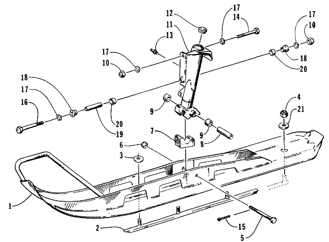 Parts Diagram for Arctic Cat 1995 WILDCAT SNOWMOBILE SKI AND SPINDLE ASSEMBLY