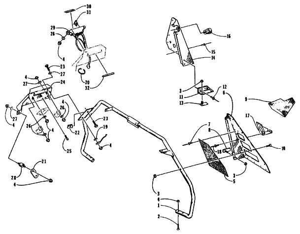 Parts Diagram for Arctic Cat 1995 WILDCAT SNOWMOBILE STEERING SUPPORT ASSEMBLY