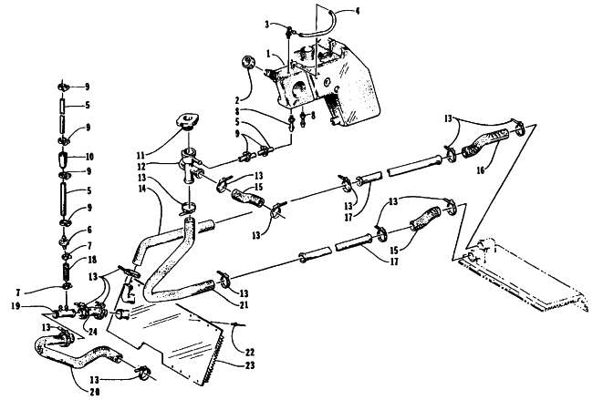 Parts Diagram for Arctic Cat 1995 WILDCAT MOUNTAIN CAT SNOWMOBILE COOLING ASSEMBLY