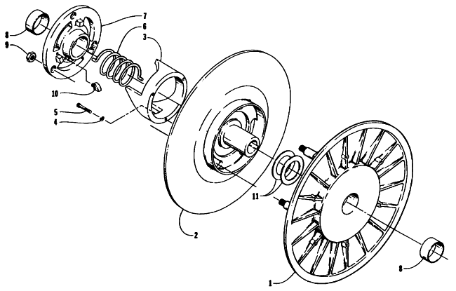 Parts Diagram for Arctic Cat 1995 WILDCAT TOURING SNOWMOBILE DRIVEN CLUTCH