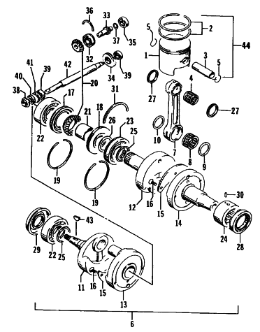 Parts Diagram for Arctic Cat 1995 WILDCAT MOUNTAIN CAT SNOWMOBILE PISTON AND CRANKSHAFT