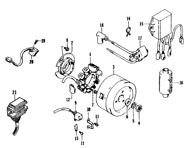 Parts Diagram for Arctic Cat 1995 WILDCAT SNOWMOBILE MAGNETO AND ELECTRICAL ASSEMBLY