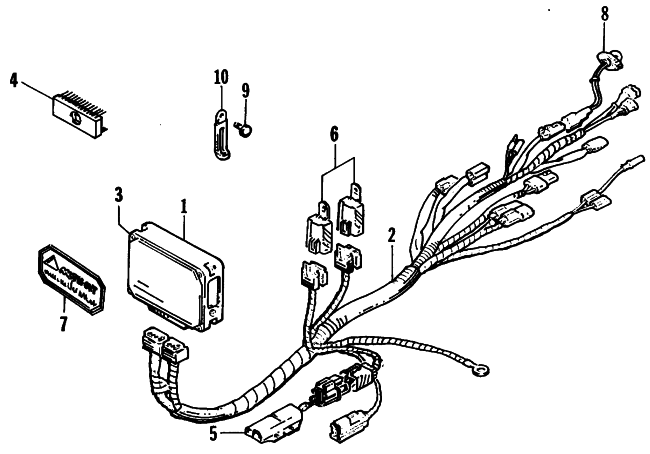 Parts Diagram for Arctic Cat 1995 WILDCAT TOURING SNOWMOBILE ECU AND ECU HARNESS ASSEMBLIES