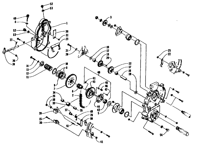 Parts Diagram for Arctic Cat 1995 WILDCAT MOUNTAIN CAT SNOWMOBILE DRIVE/REVERSE DROPCASE ASSEMBLY