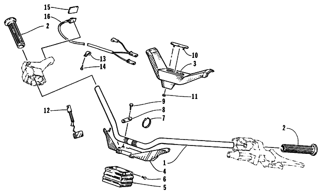 Parts Diagram for Arctic Cat 1995 WILDCAT MOUNTAIN CAT SNOWMOBILE HANDLEBAR ASSEMBLY