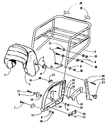 Parts Diagram for Arctic Cat 1995 WILDCAT TOURING SNOWMOBILE BACKREST AND RACK ASSEMBLY