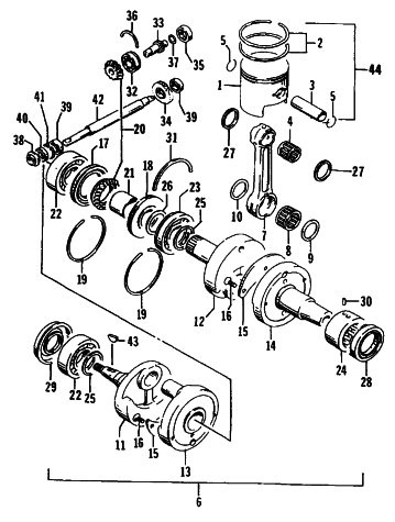 Parts Diagram for Arctic Cat 1995 WILDCAT TOURING SNOWMOBILE PISTON AND CRANKSHAFT