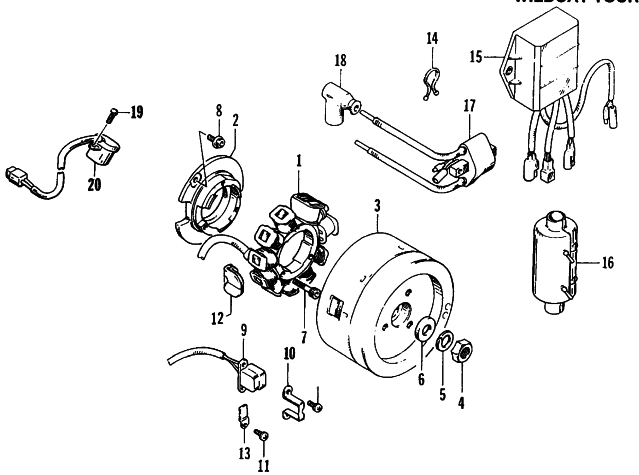 Parts Diagram for Arctic Cat 1995 WILDCAT TOURING SNOWMOBILE ELECTRICAL EQUIPMENT/MAGNETO