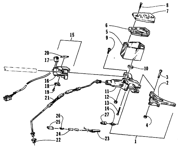 Parts Diagram for Arctic Cat 1995 Z 440 SNOWMOBILE HYDRAULIC BRAKE CONTROL ASSEMBLY