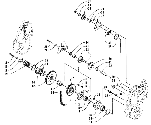 Parts Diagram for Arctic Cat 1995 WILDCAT TOURING SNOWMOBILE DRIVE/REVERSE DROPCASE ASSEMBLY