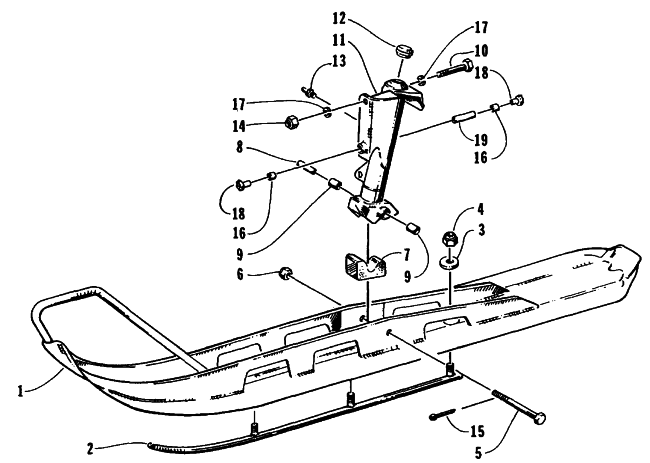 Parts Diagram for Arctic Cat 1995 Z 440 SNOWMOBILE SKI AND SPINDLE ASSEMBLY
