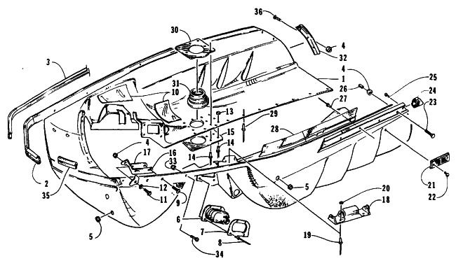 Parts Diagram for Arctic Cat 1995 Z 440 SNOWMOBILE BELLY PAN ASSEMBLY