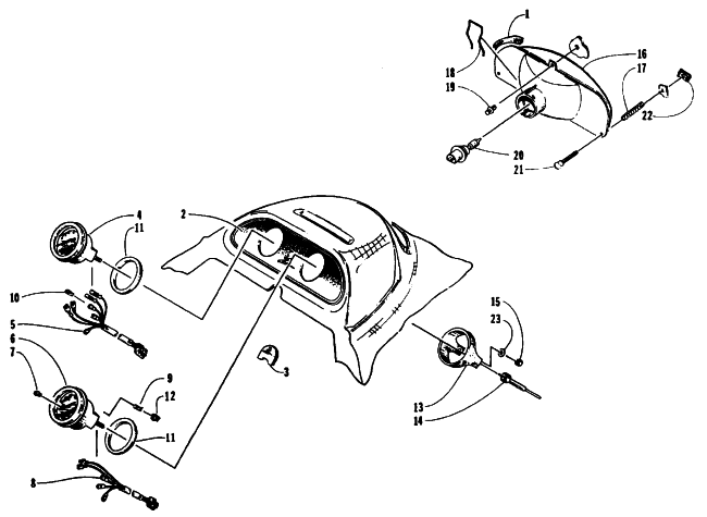 Parts Diagram for Arctic Cat 1995 Z 440 SNOWMOBILE HEADLIGHT AND INSTRUMENTS