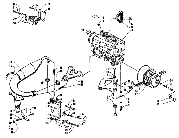 Parts Diagram for Arctic Cat 1995 Z 440 SNOWMOBILE ENGINE AND RELATED PARTS