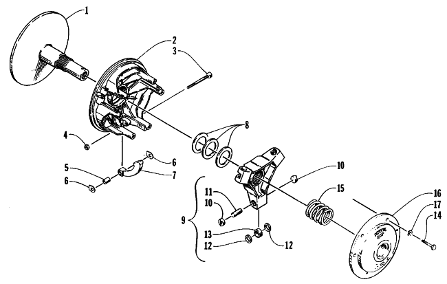 Parts Diagram for Arctic Cat 1995 Z 440 SNOWMOBILE DRIVE CLUTCH