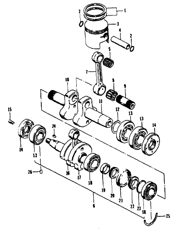 Parts Diagram for Arctic Cat 1995 Z 440 SNOWMOBILE PISTON AND CRANKSHAFT