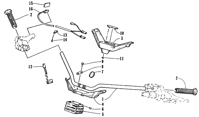 Parts Diagram for Arctic Cat 1995 ZRT 800 SNOWMOBILE HANDLEBAR ASSEMBLY