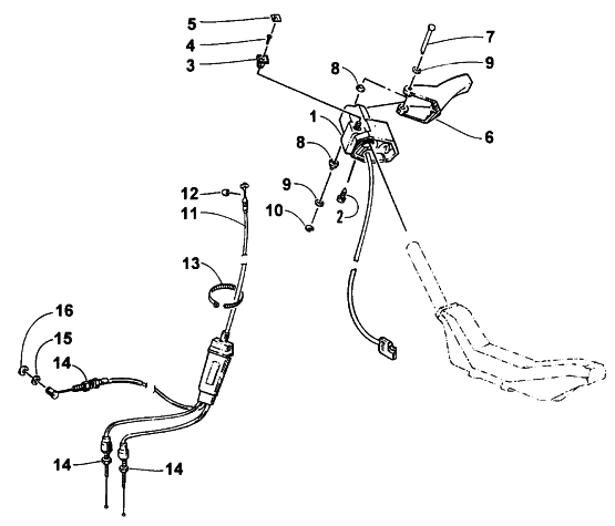 Parts Diagram for Arctic Cat 1995 Z 440 SNOWMOBILE THROTTLE CONTROL ASSEMBLY