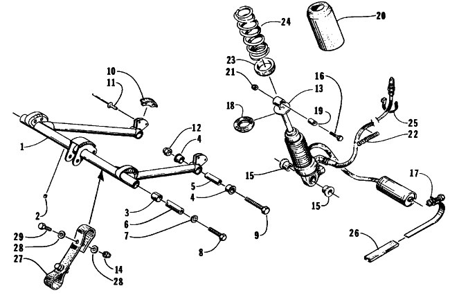 Parts Diagram for Arctic Cat 1995 ZR 400 SNOWMOBILE REAR SUSPENSION - FRONT ARM ASSEMBLY