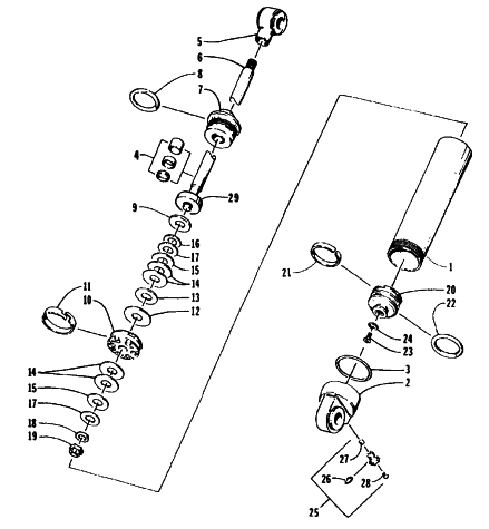 Parts Diagram for Arctic Cat 1995 ZR 400 SNOWMOBILE REAR SUSPENSION REAR ARM SHOCK ABSORBER