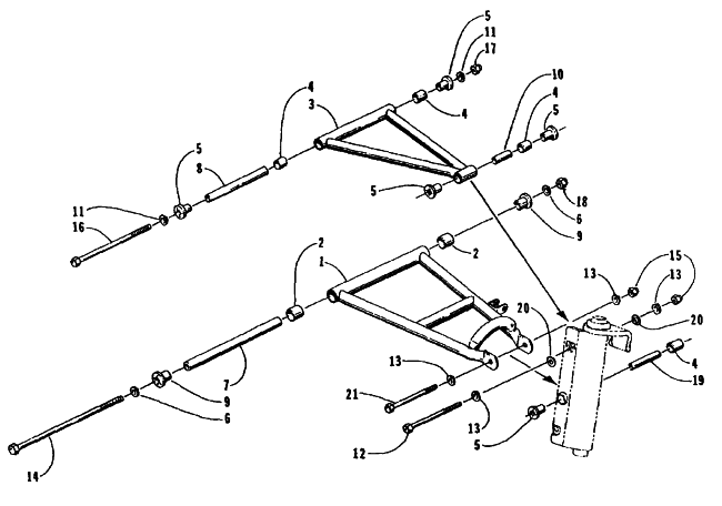 Parts Diagram for Arctic Cat 1995 ZR 400 SNOWMOBILE A-ARM ASSEMBLY