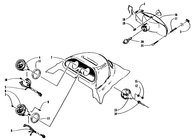 Parts Diagram for Arctic Cat 1995 ZR 440 SNOWMOBILE HEADLIGHT AND INSTRUMENTS