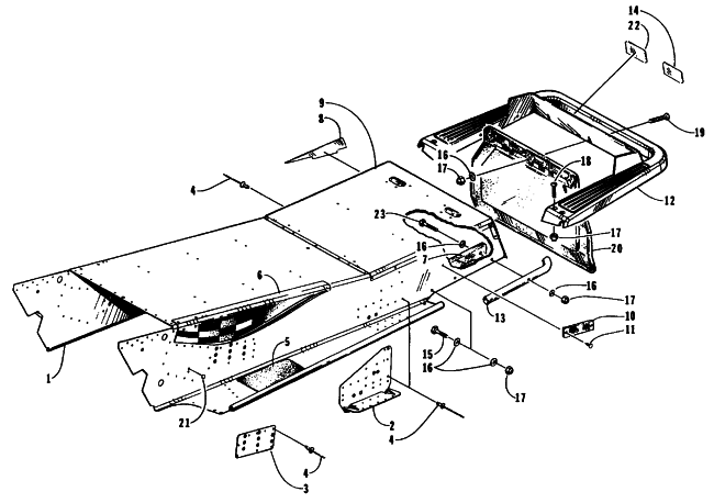 Parts Diagram for Arctic Cat 1995 ZR 400 SNOWMOBILE TUNNEL AND REAR BUMPER