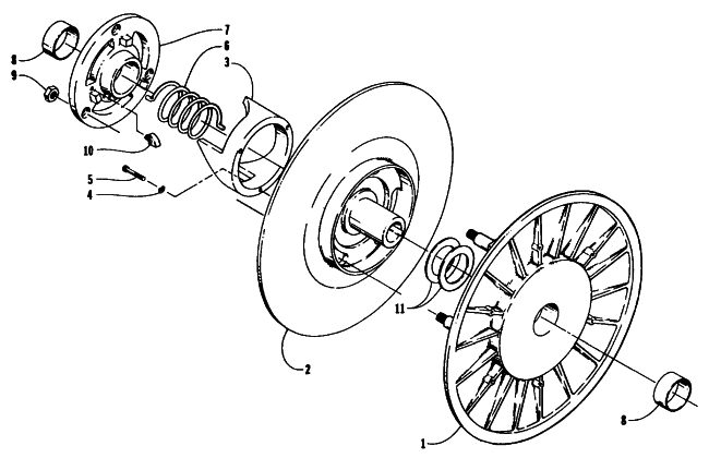 Parts Diagram for Arctic Cat 1995 ZR 400 SNOWMOBILE DRIVEN CLUTCH