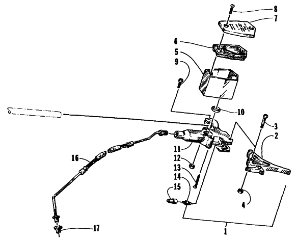 Parts Diagram for Arctic Cat 1995 ZR 400 SNOWMOBILE HYDRAULIC BRAKE CONTROL ASSEMBLY