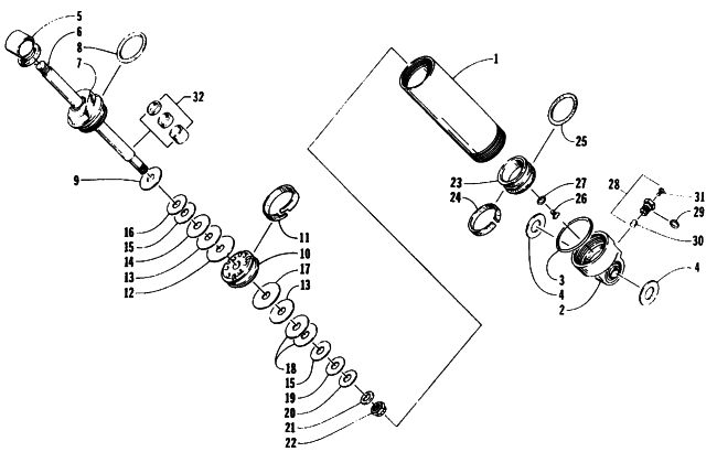 Parts Diagram for Arctic Cat 1995 ZR 580 SNOWMOBILE REAR SUSPENSION FRONT ARM SHOCK ABSORBER