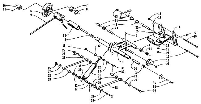 Parts Diagram for Arctic Cat 1995 ZR 700 SNOWMOBILE REAR SUSPENSION REAR ARM ASSEMBLY