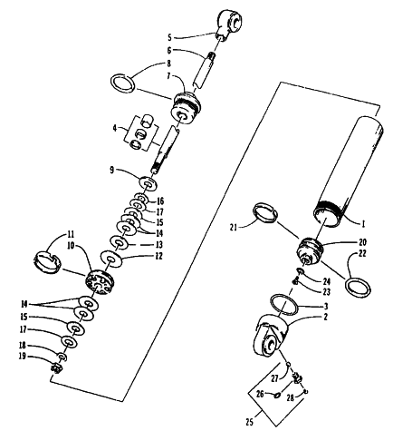 Parts Diagram for Arctic Cat 1995 ZR 580 EFI SNOWMOBILE REAR SUSPENSION REAR ARM SHOCK ABSORBER