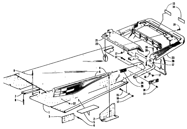 Parts Diagram for Arctic Cat 1995 ZR 580 EFI SNOWMOBILE TUNNEL AND REAR BUMPER