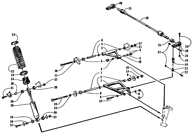 Parts Diagram for Arctic Cat 1995 ZR 700 SNOWMOBILE FRONT SUSPENSION AND SHOCK ABSORBER