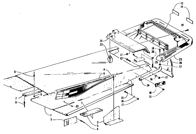 Parts Diagram for Arctic Cat 1995 ZR 580 SNOWMOBILE TUNNEL AND REAR BUMPER