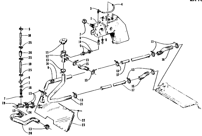 Parts Diagram for Arctic Cat 1995 ZR 700 SNOWMOBILE COOLING ASSEMBLY