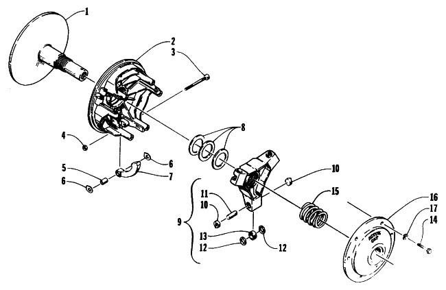 Parts Diagram for Arctic Cat 1995 ZR 700 SNOWMOBILE DRIVE CLUTCH