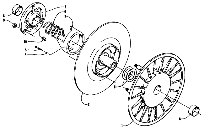 Parts Diagram for Arctic Cat 1995 ZR 700 SNOWMOBILE DRIVEN CLUTCH