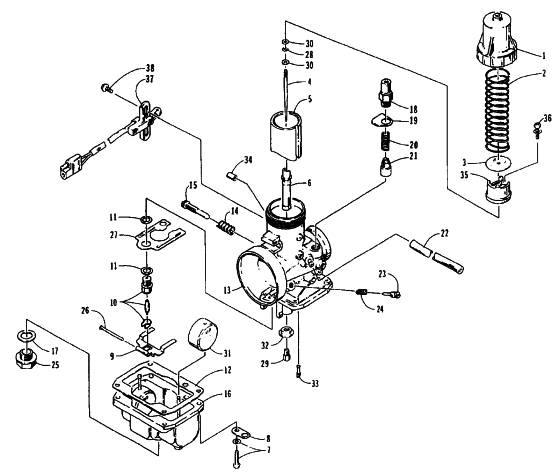 Parts Diagram for Arctic Cat 1995 ZR 700 SNOWMOBILE CARBURETOR