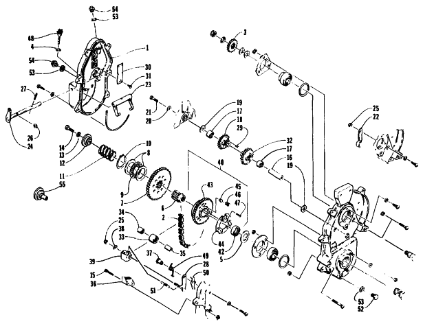 Parts Diagram for Arctic Cat 1995 ZR 700 SNOWMOBILE DRIVE/REVERSE DROPCASE ASSEMBLY