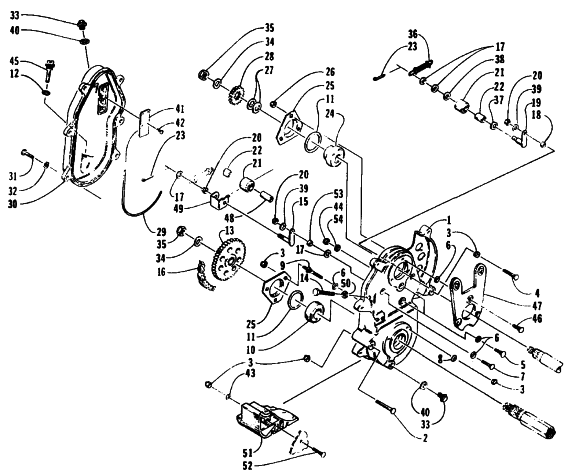 Parts Diagram for Arctic Cat 1995 ZR 700 SNOWMOBILE DRIVE/DROPCASE ASSEMBLY