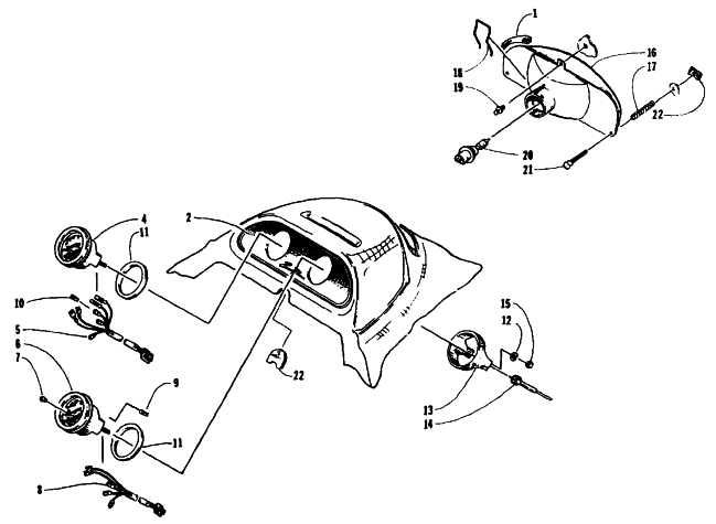 Parts Diagram for Arctic Cat 1995 ZRT 600 SNOWMOBILE HEADLIGHT AND INSTRUMENTS