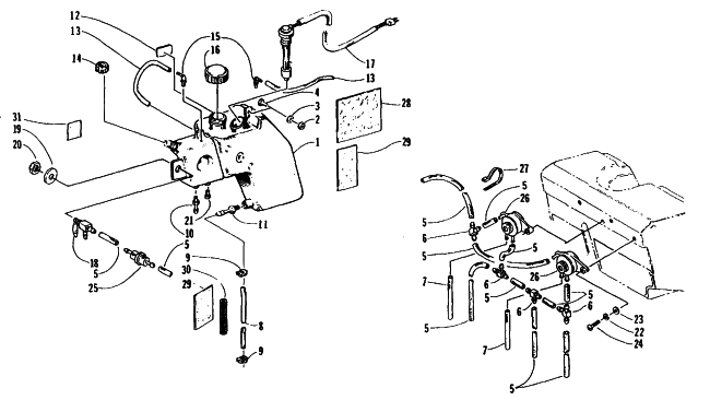 Parts Diagram for Arctic Cat 1995 ZRT 600 SNOWMOBILE OIL TANK AND FUEL PUMP