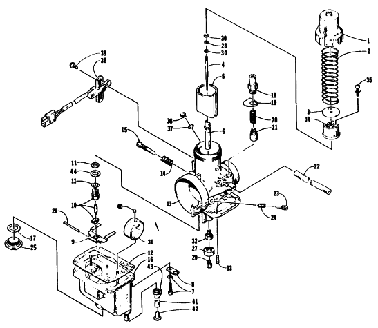 Parts Diagram for Arctic Cat 1995 ZRT 600 SNOWMOBILE CARBURETOR