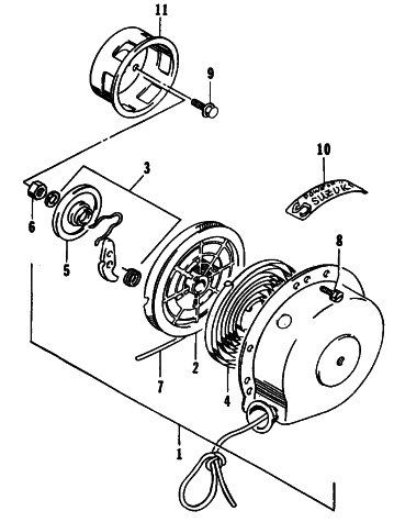 Parts Diagram for Arctic Cat 1995 ZRT 600 SNOWMOBILE RECOIL STARTER