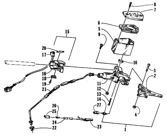 Parts Diagram for Arctic Cat 1995 ZRT 600 SNOWMOBILE HYDRAULIC BRAKE CONTROL ASSEMBLY
